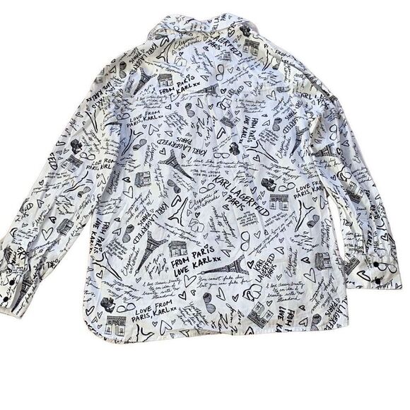 Karl Lagerfeld Paris NWOT Limited Edition Cotton Shirt Conversation Print M - Picture 4 of 10